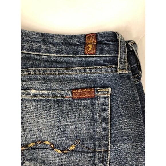7 For All Mankind Womens 29x32 Blue Denim Jeans Bootcut Stretch - Picture 6 of 8